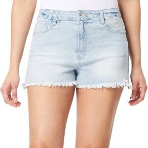 WallFlower Women's Fearless Curvy Denim Fashion Shorts High-Rise Light Blue
